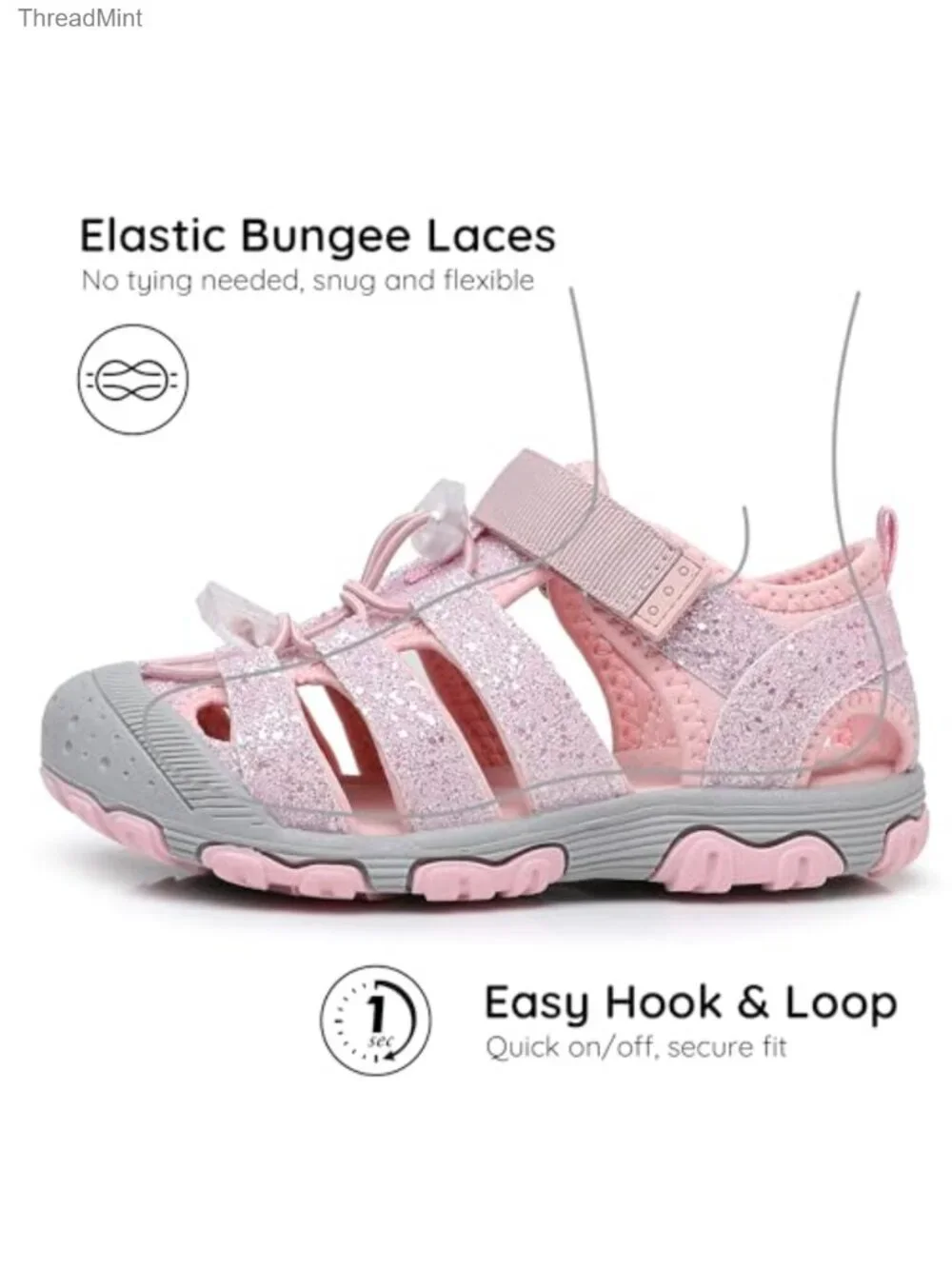 Closed Toe Water Sandals for Toddler Boys Girls, Adjustable Straps, Non-Slip